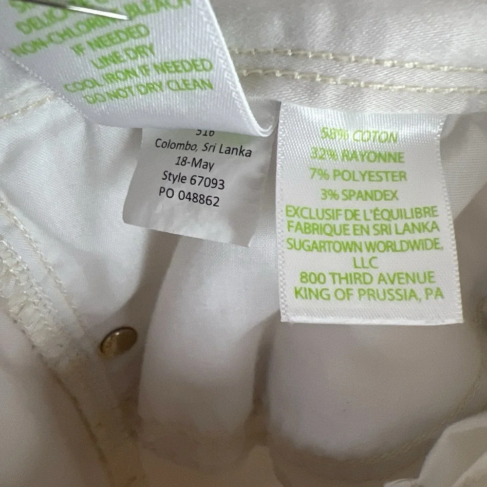 LILLY PULITZER Worth Skinny Jeans Womens Mid Rise‎ White Stretch Fit Cotton Sz 6